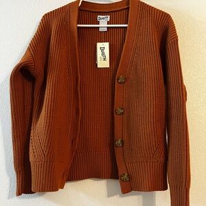 Cotton Shaker Stitch Rust Cardigan